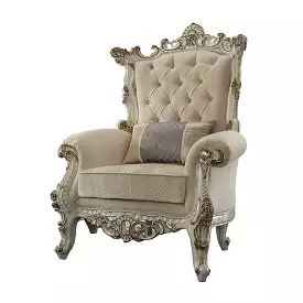 38 Pearl Fabric Striped Tufted Chesterfield Chair