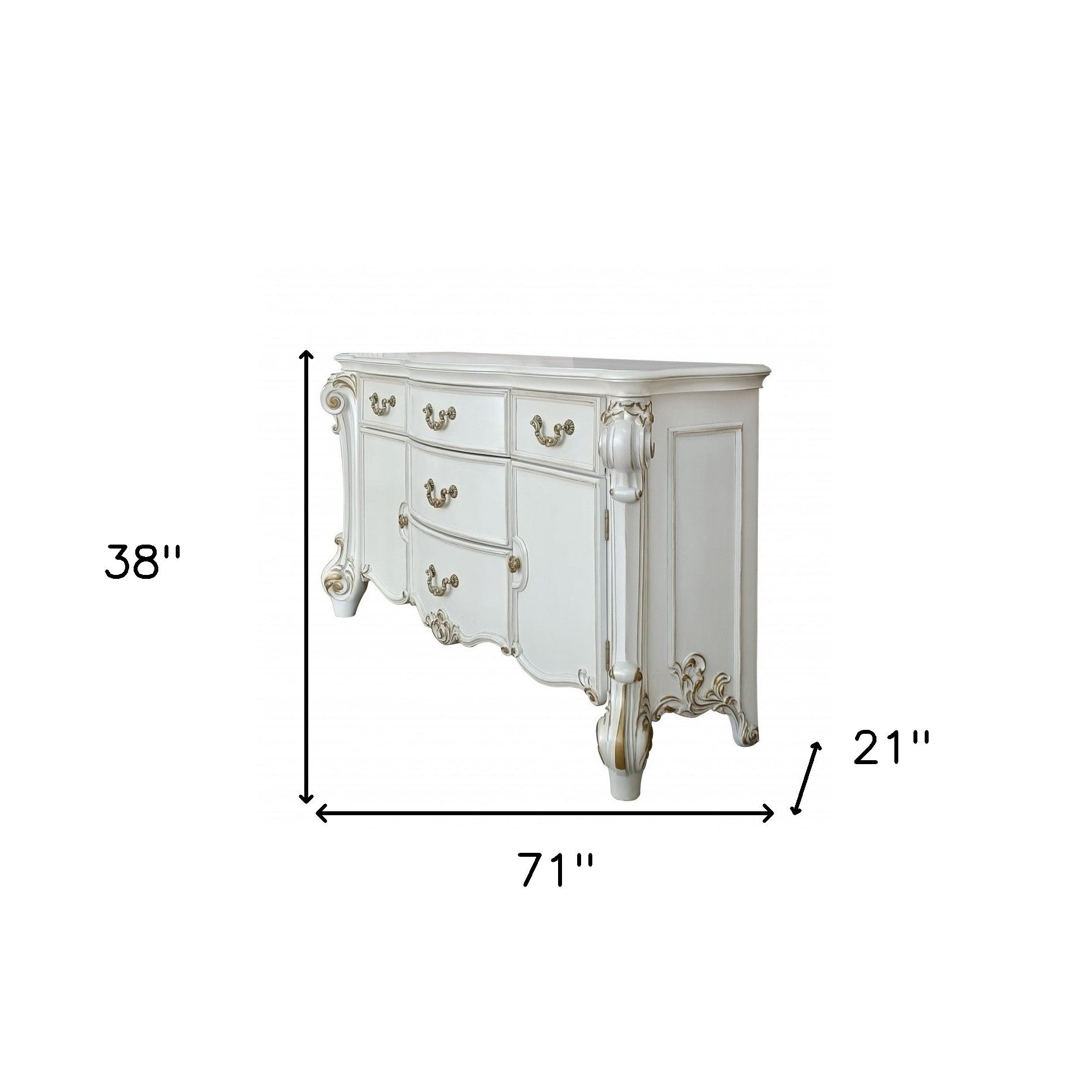 71 Pearl Solid and Manufactured Wood Five Drawer Triple Dresser