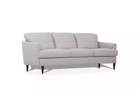 83 Pearl Gray Leather And Black Sofa