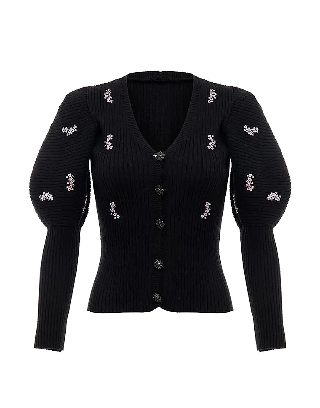 Black Knit Beaded Cardigan