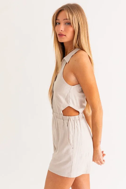 Collared Sleeveless Romper