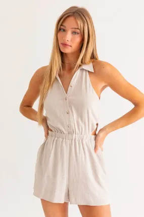 Collared Sleeveless Romper