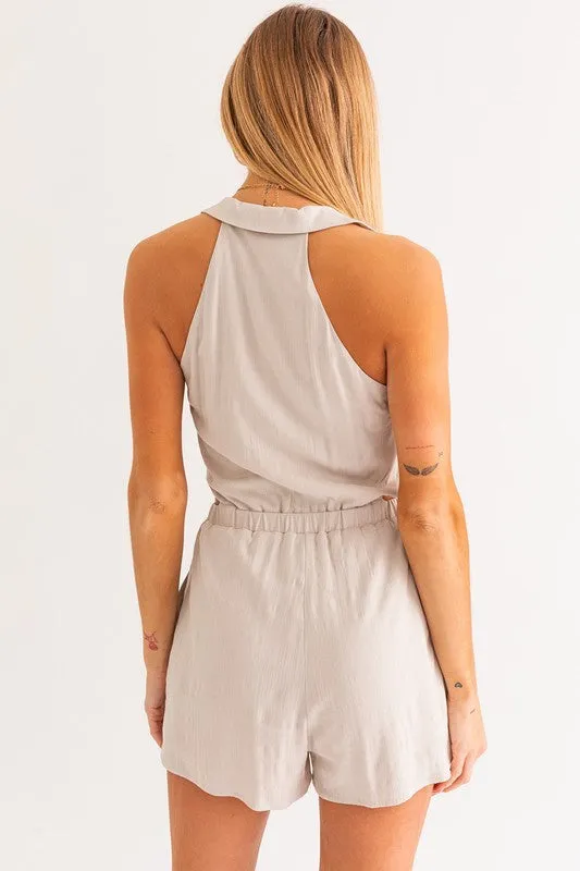 Collared Sleeveless Romper