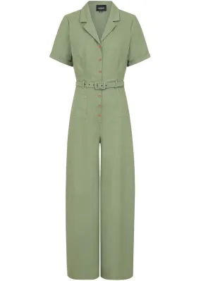 Collectif Caterina Vintage 40's Jumpsuit Green