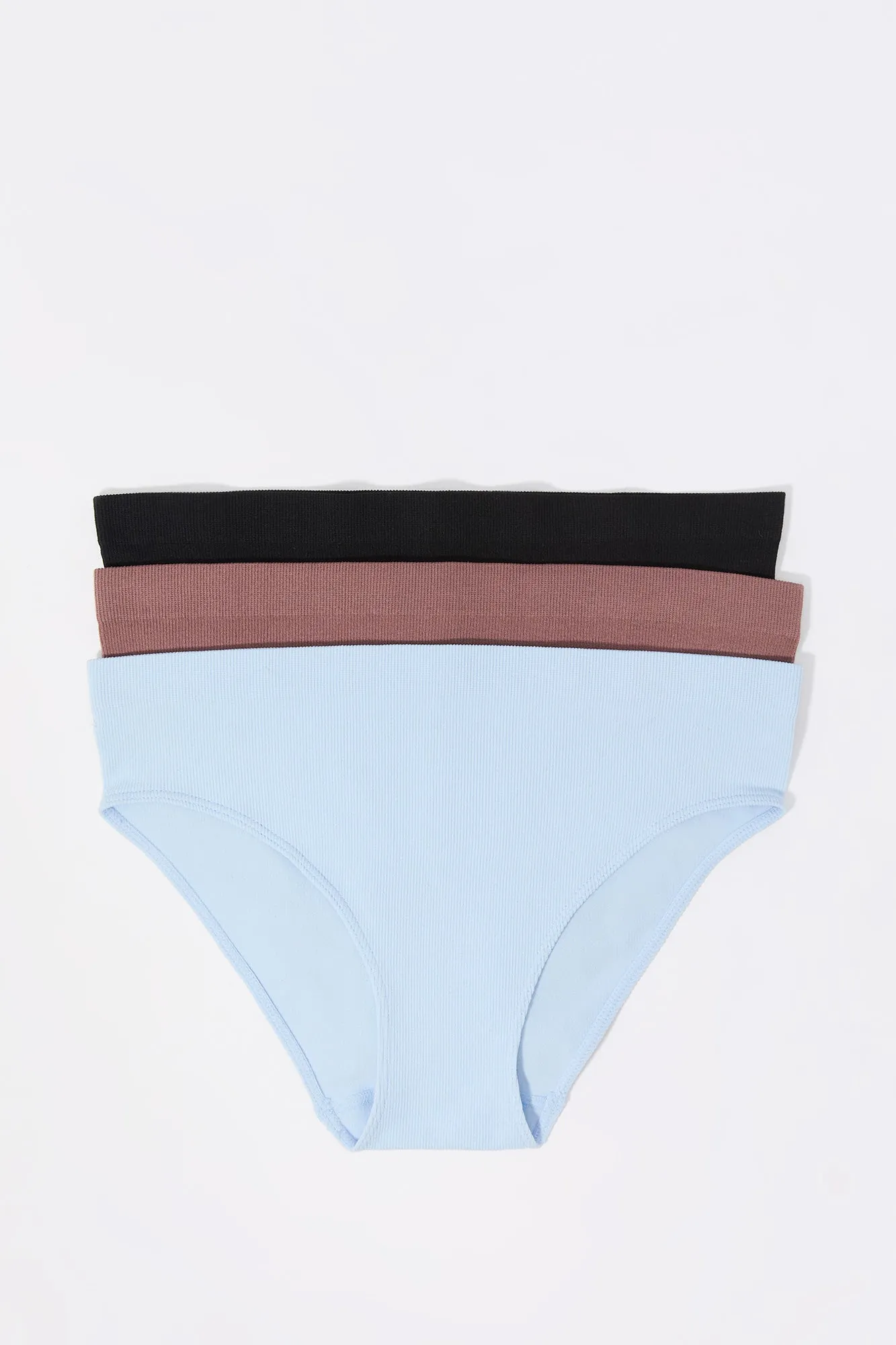 Culotte bikini côtelé sans couture (Paquet de 3)