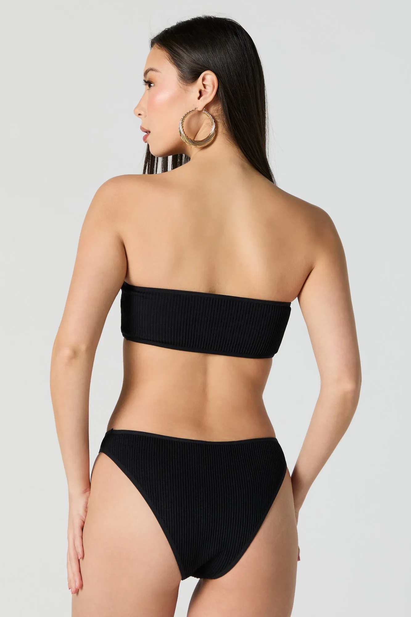 Culotte de bikini côtelée sans couture