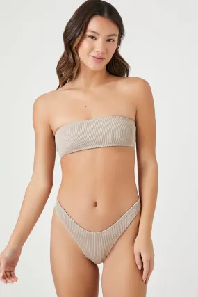 Culotte de bikini à taille basse côtelée sans couture