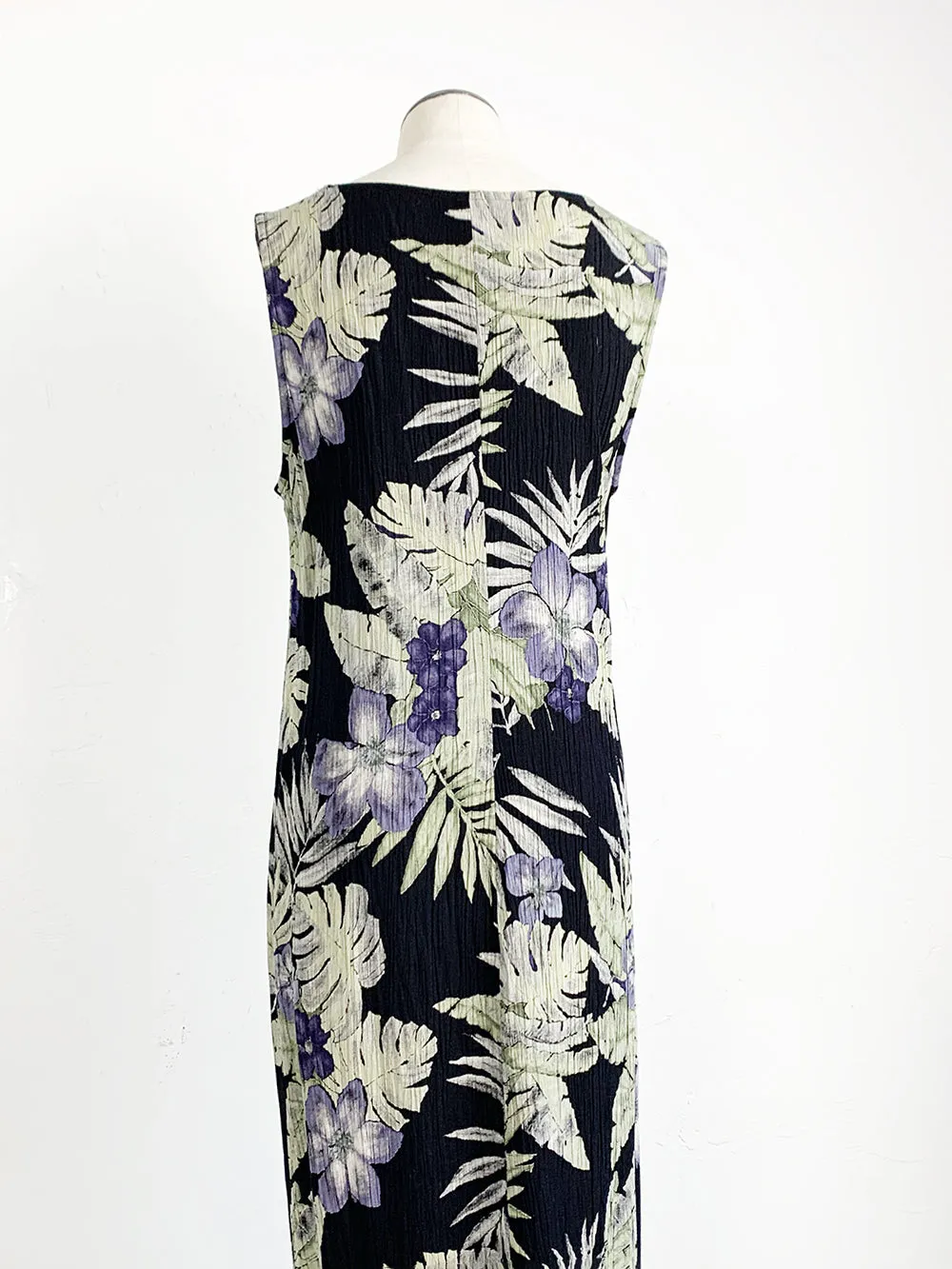 DC Crinkle Rayon Sleeveless Tropical Print Dress