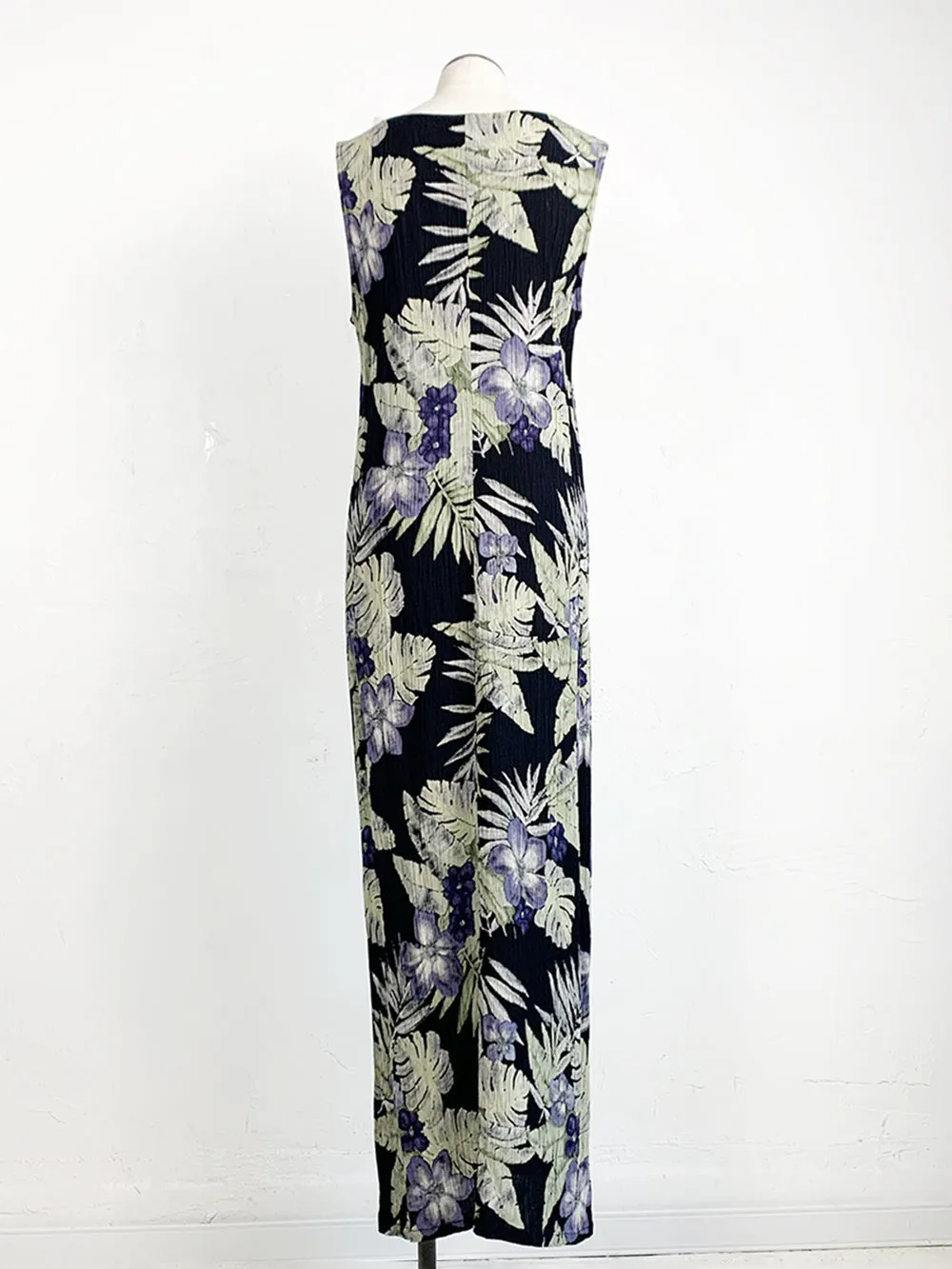 DC Crinkle Rayon Sleeveless Tropical Print Dress