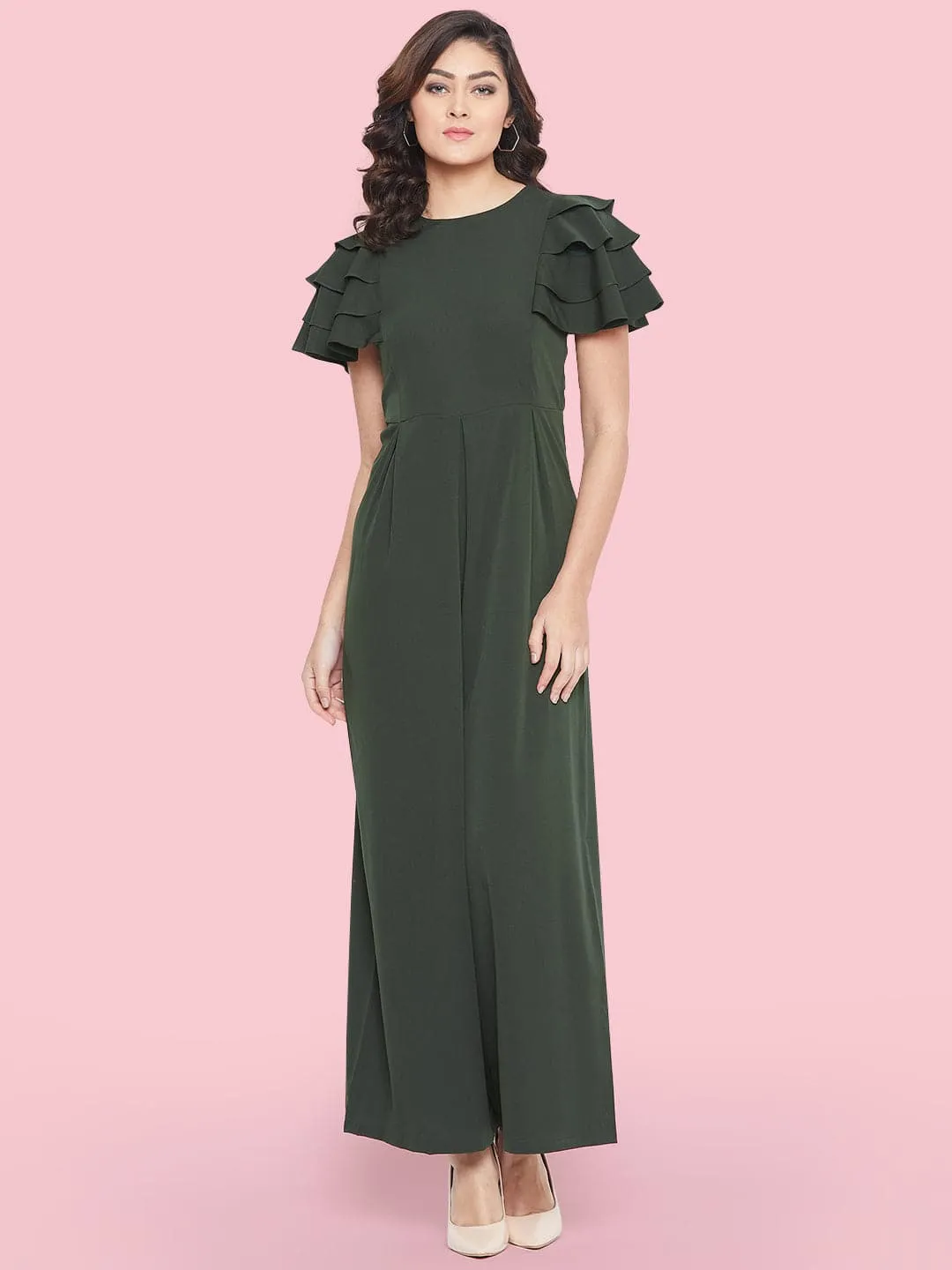 Full Length Ruffled Sleeve Jumpsuit