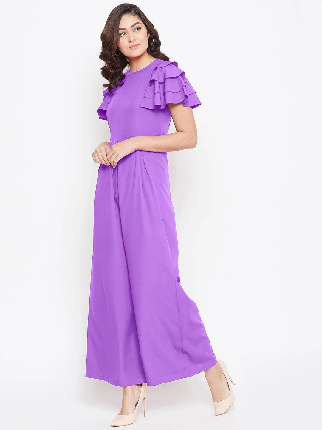 Full Length Ruffled Sleeve Jumpsuit