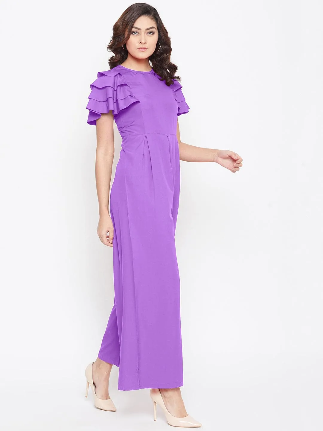 Full Length Ruffled Sleeve Jumpsuit