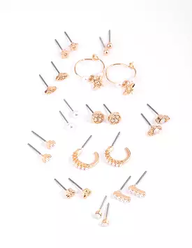 Gold Celestial Pearl Stud Earring 12-Pack