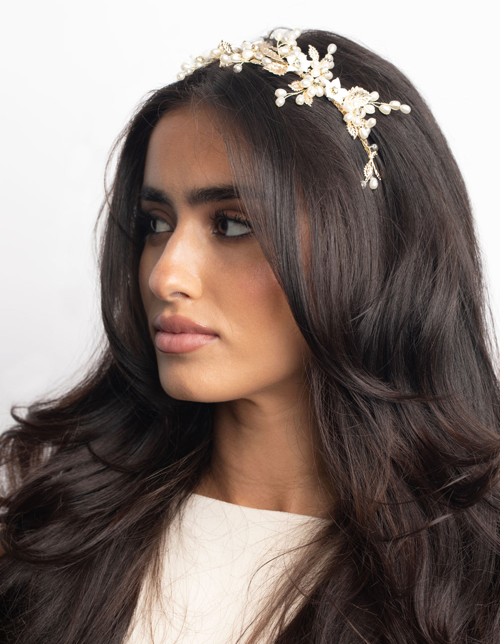 Gold Flower & Leaf Headband