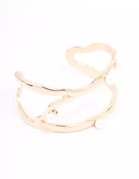 Gold Organic Pearl Wrist Cuff