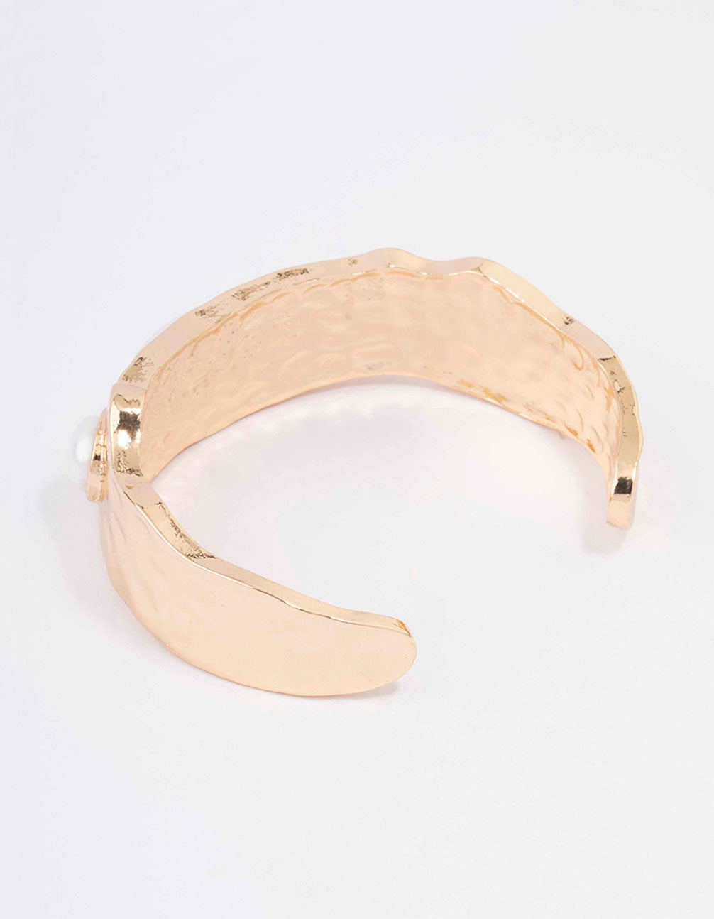 Gold Oval Pearl Wrist Cuff