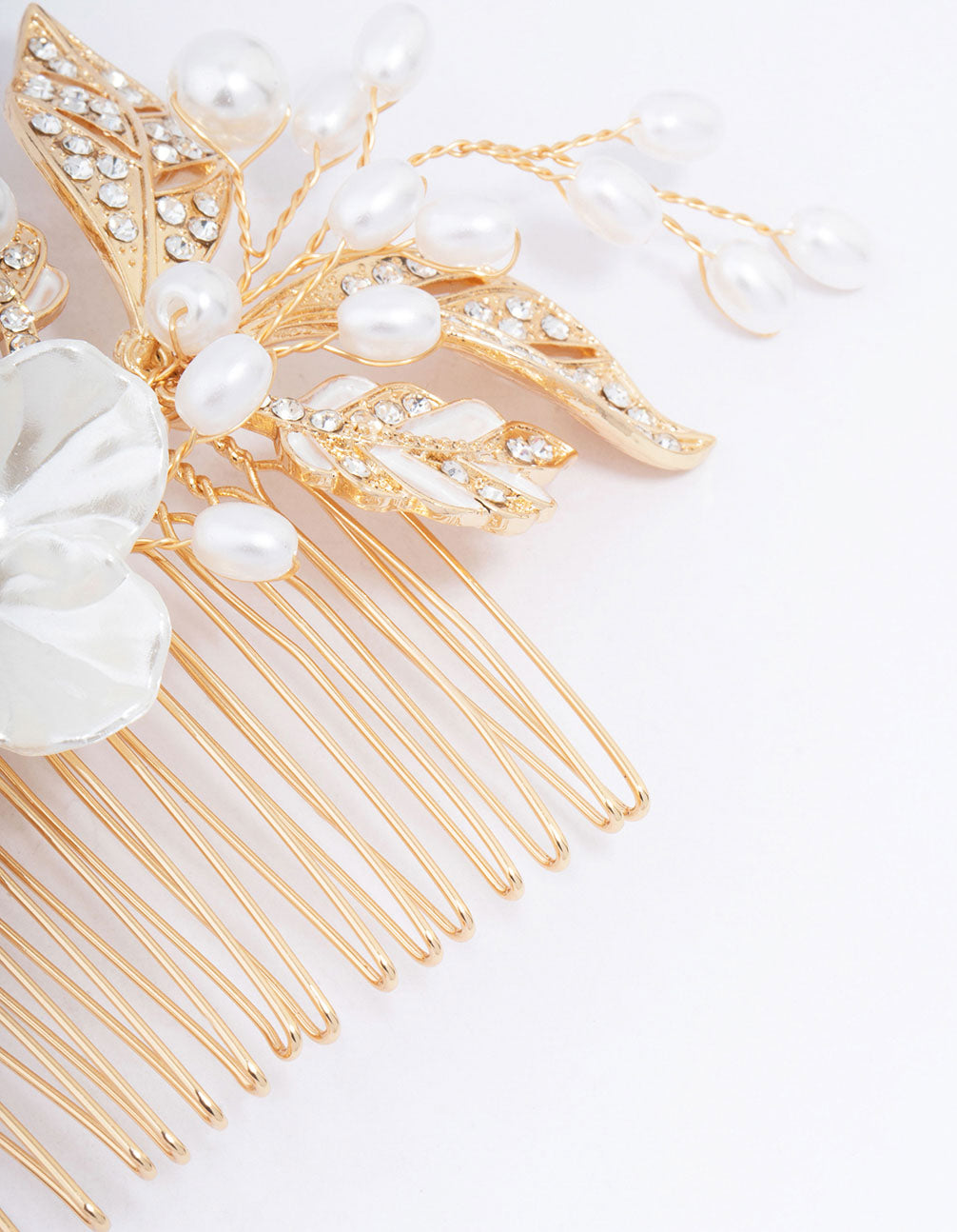 Gold Pearl Flower Vine Hair Comb