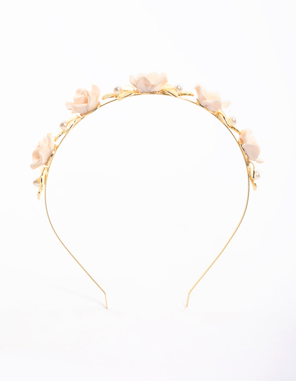 Gold Rose & Pearl Leaf Headband