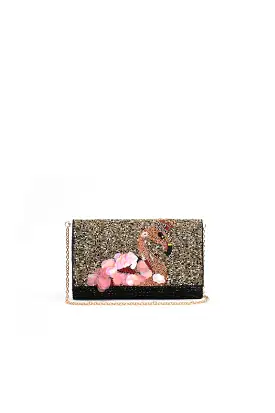 GOLDEN FLAMENCO BEADED CLUTCH