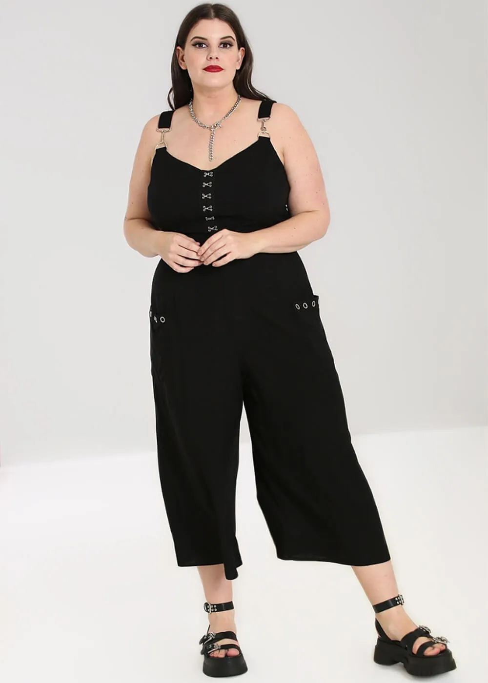 Hell Bunny Tabitha 80's Jumpsuit Black