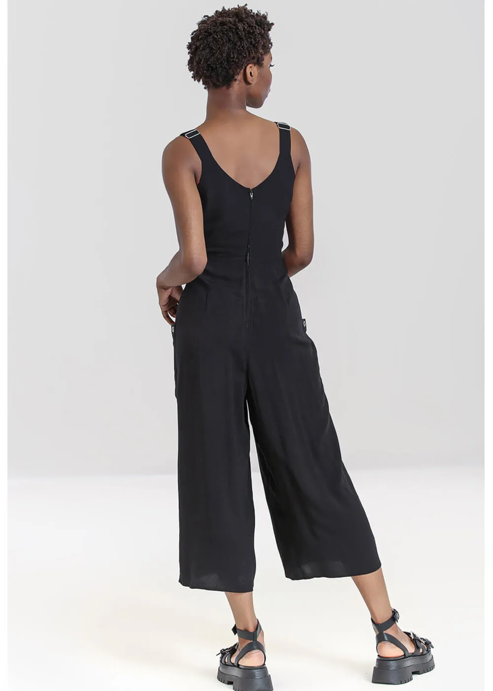 Hell Bunny Tabitha 80's Jumpsuit Black