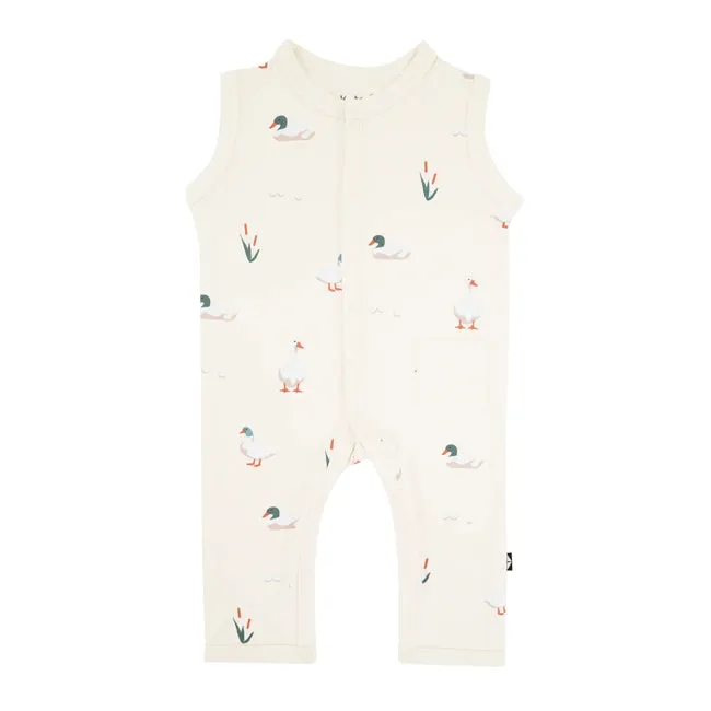 Kyte Baby Printed Sleeveless Snap Romper in Duck