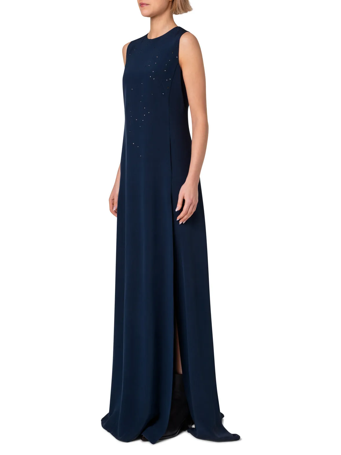 Long Silk Evening Gown with Swarovski Stars