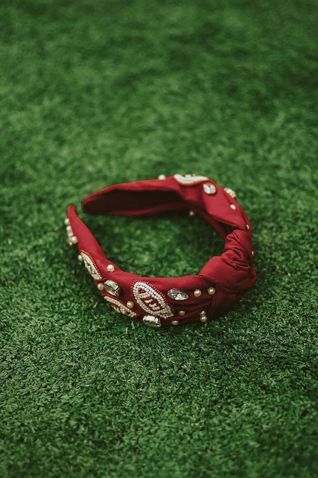 Maroon Football Beaded Headband