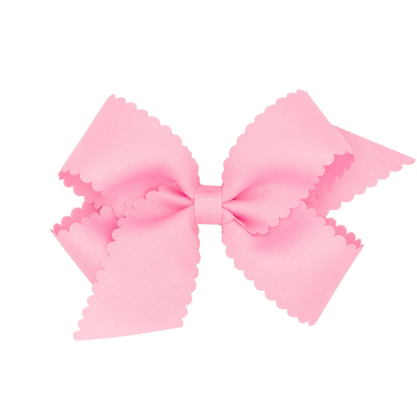 Medium Scallop Hair Bow - Pearl Pink