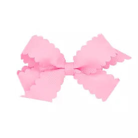 Mini Scallop Hair Bow - Pearl Pink