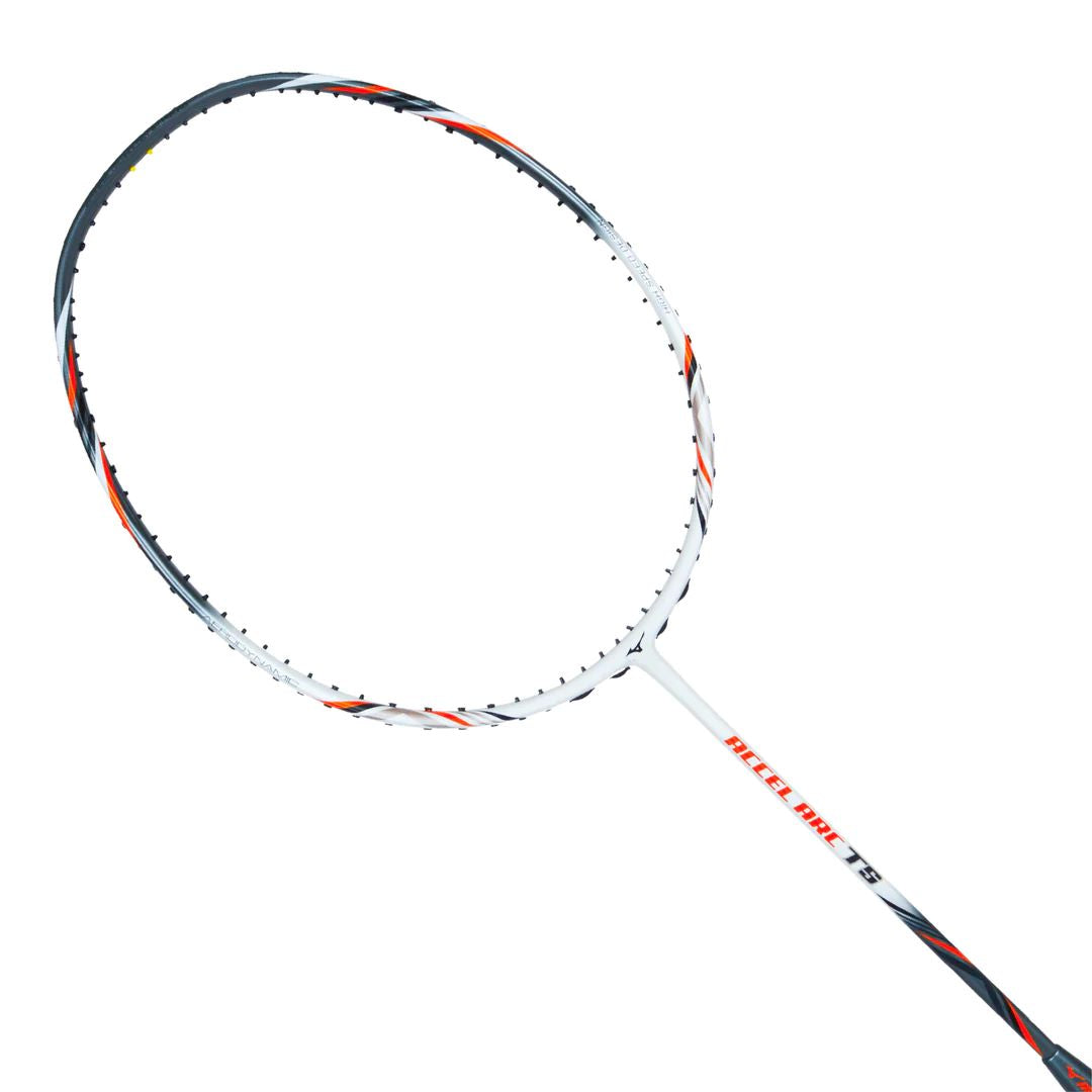 Mizuno Accel Arc TS Badminton Racket (Unstrung) - Pearl White/Smoked Gray/Orange