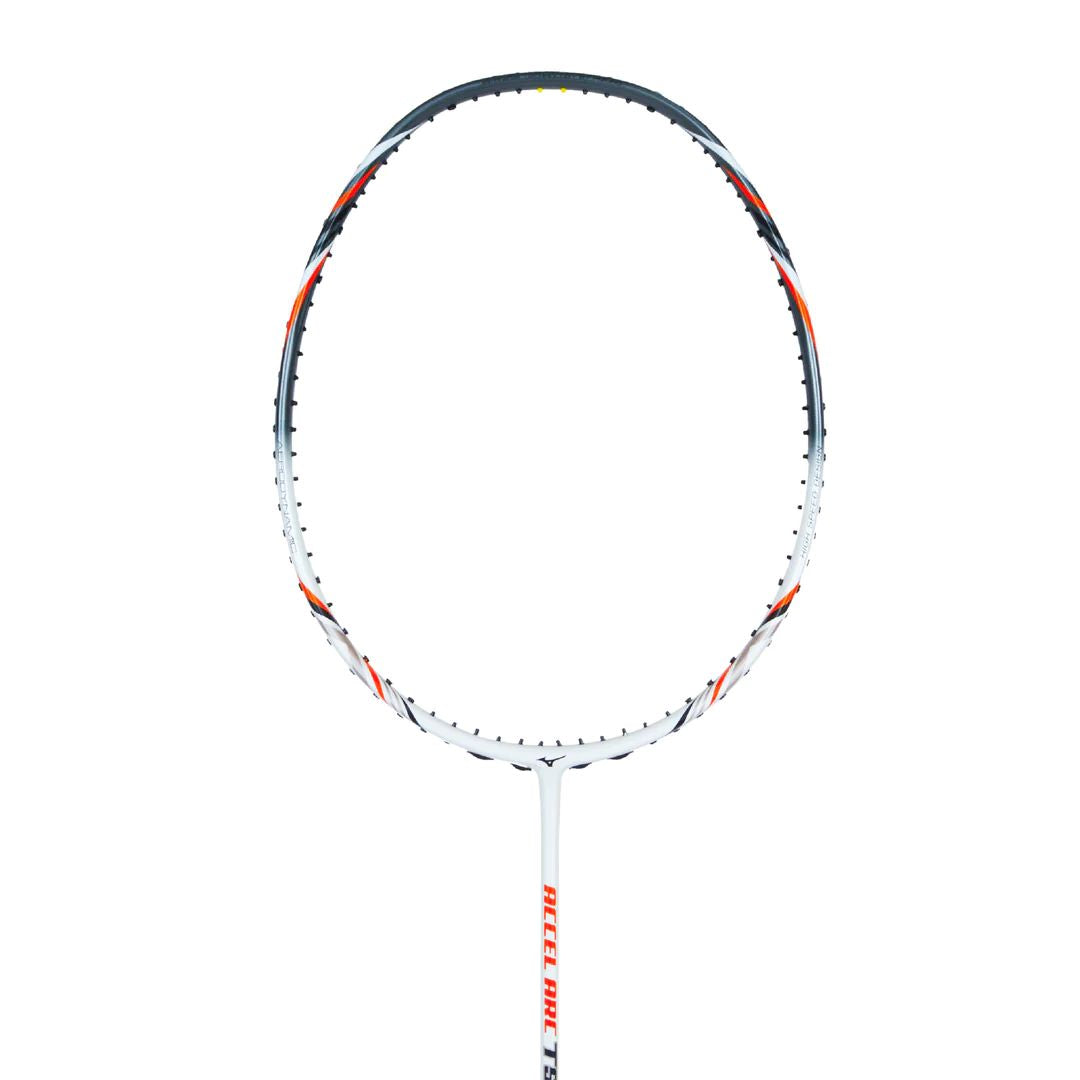 Mizuno Accel Arc TS Badminton Racket (Unstrung) - Pearl White/Smoked Gray/Orange