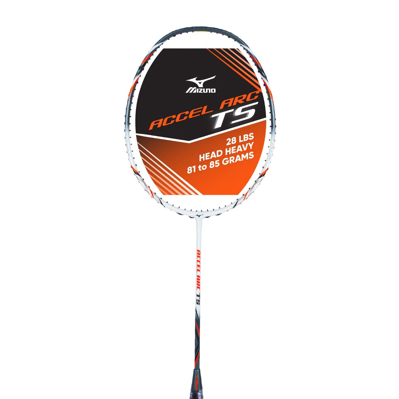 Mizuno Accel Arc TS Badminton Racket (Unstrung) - Pearl White/Smoked Gray/Orange