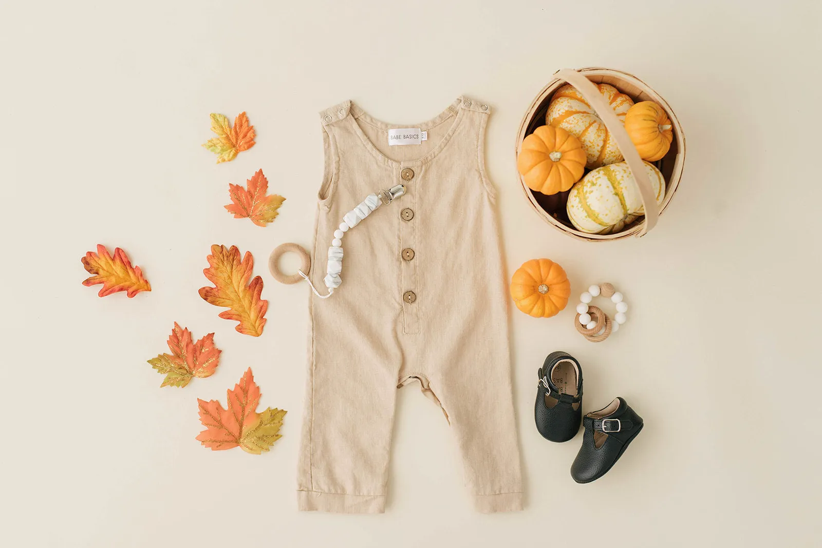 Oatmeal Linen Basic Romper