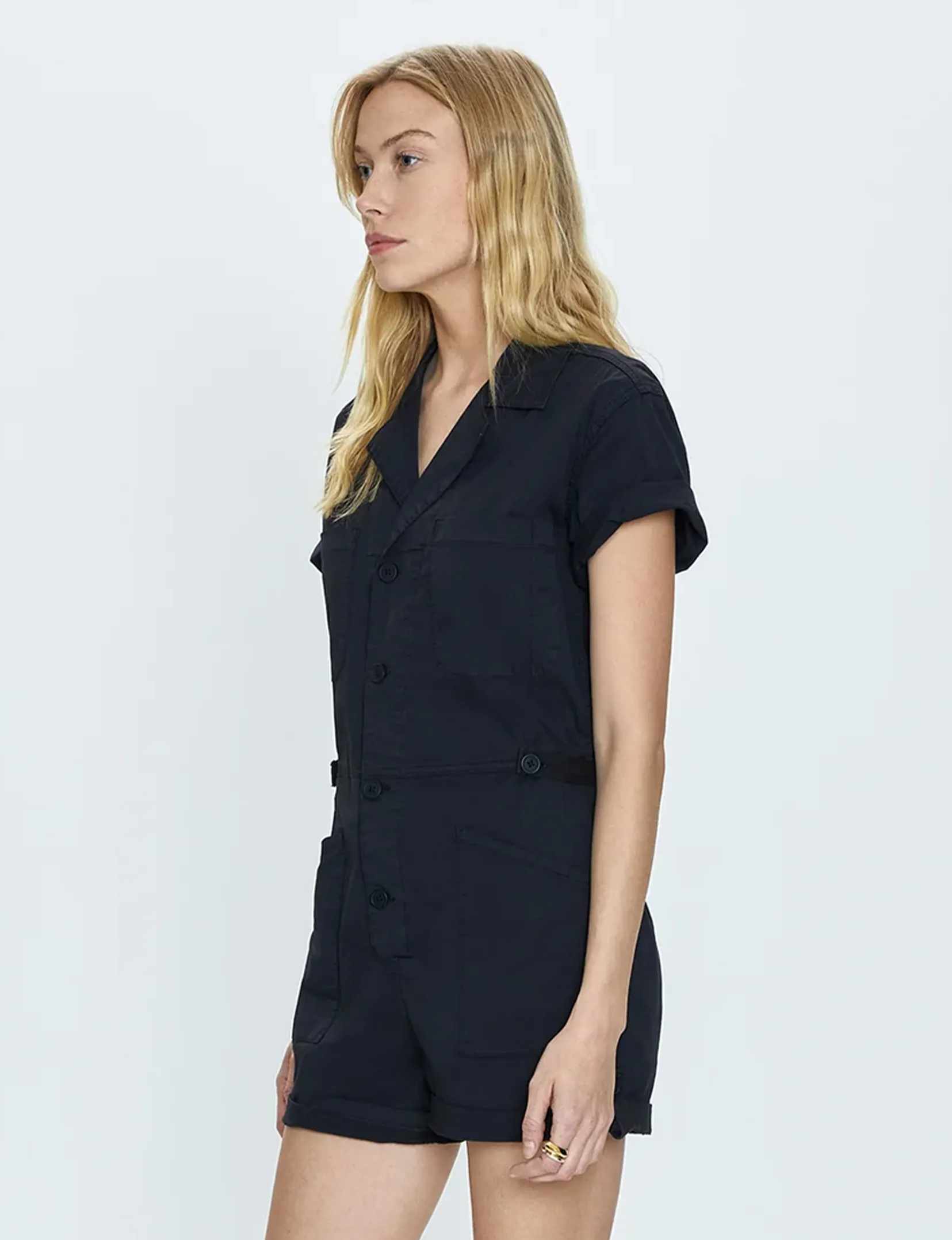 Parker Short Sleeve Romper, Fade To Black