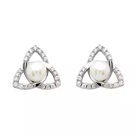 Pearl Trinity Stud Earring