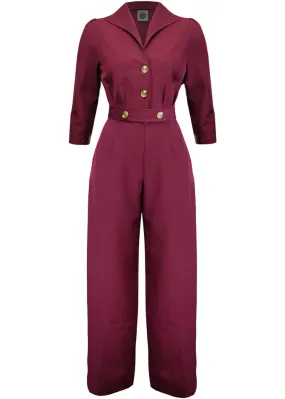 Pretty Retro Classic 40's Jumpsuit Wine