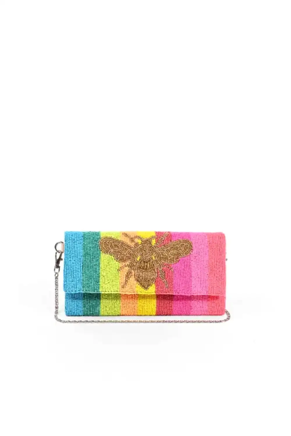 RAINBOW BEE BEADED CLUTCH