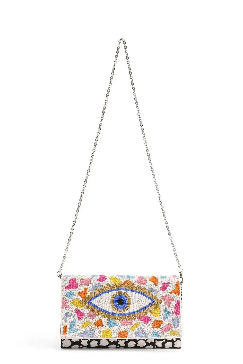 RAINBOW EVIL EYE BEADED CLUTCH