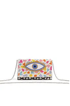 RAINBOW EVIL EYE BEADED CLUTCH