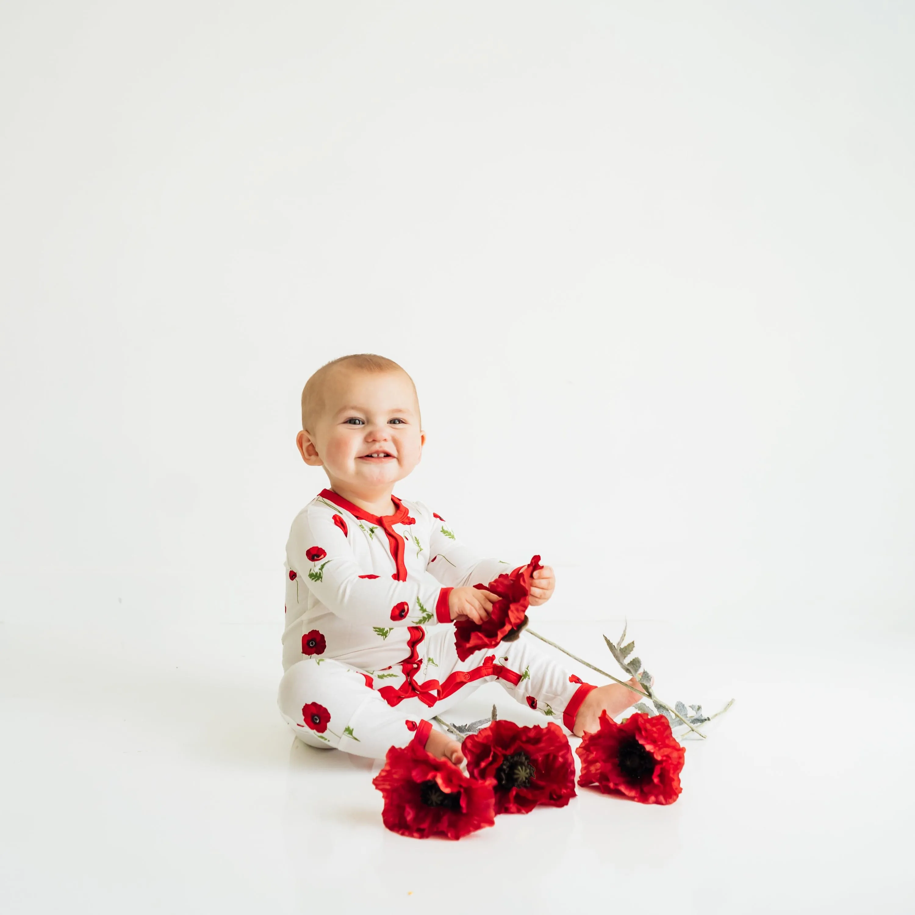 Romper in Cloud Poppies