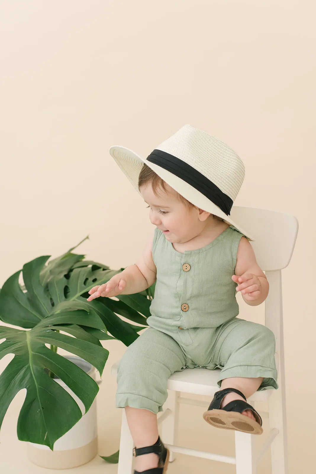 Sage Linen Basic Romper