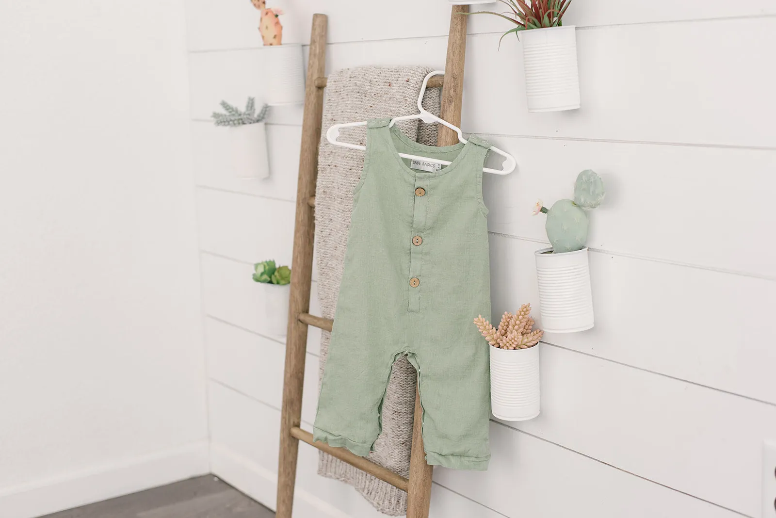 Sage Linen Basic Romper