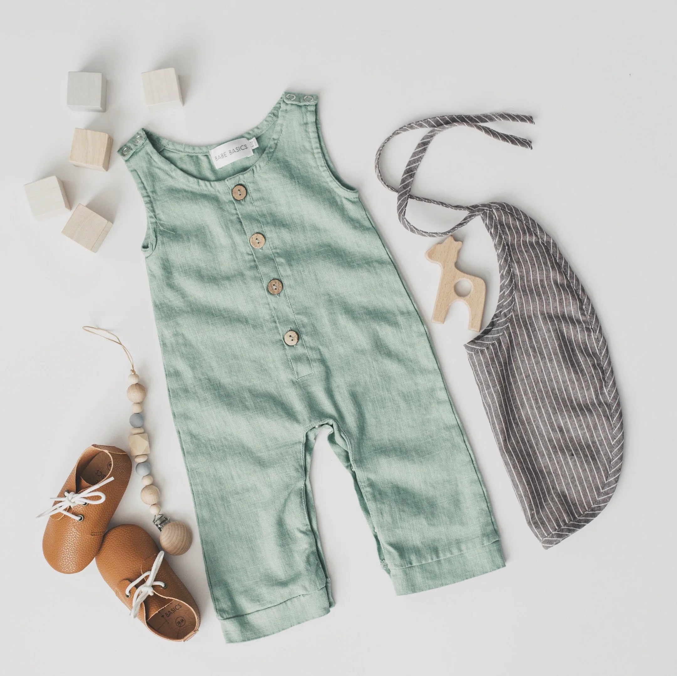 Sage Linen Basic Romper