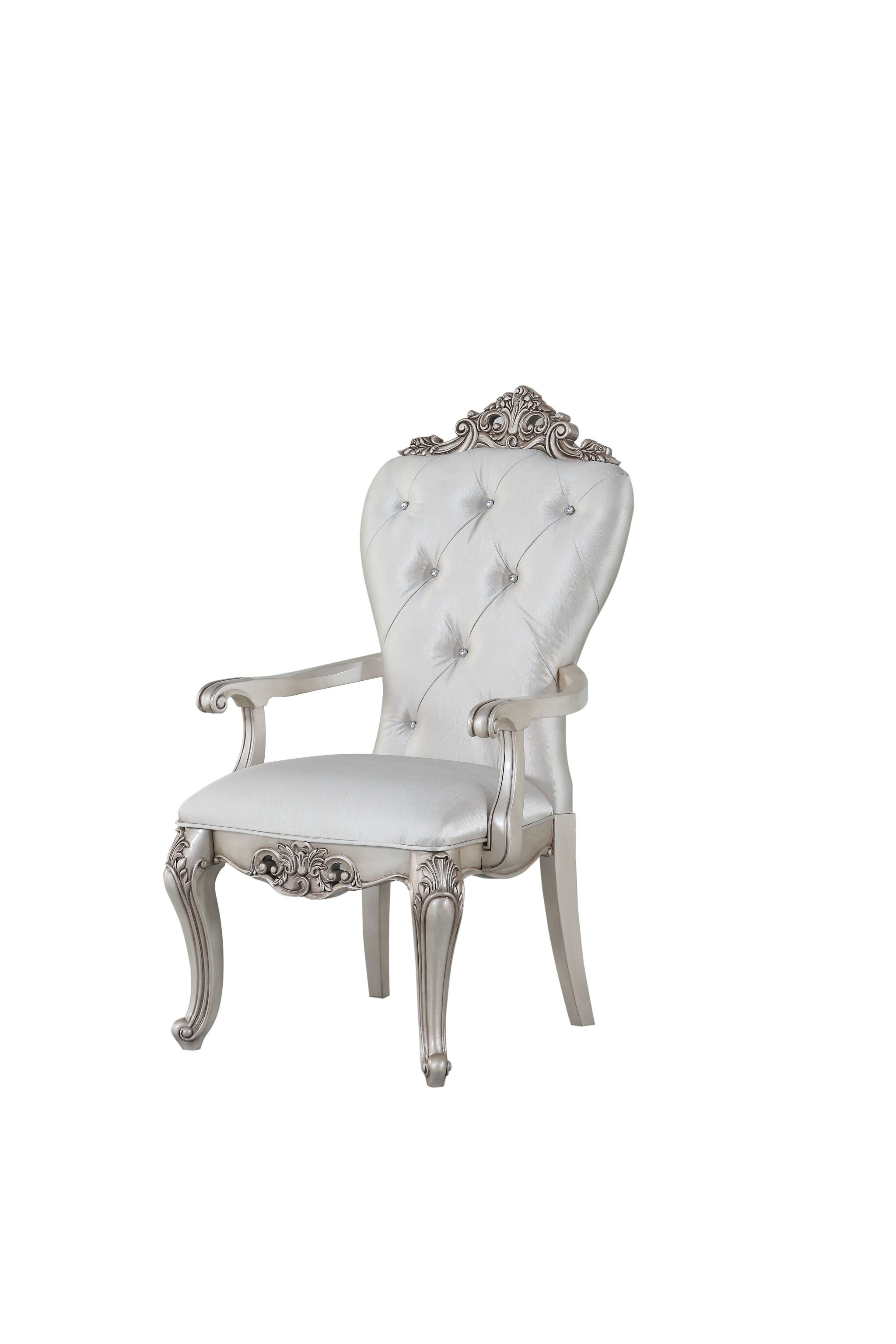 Set Of Two 25 Silver And Pearl Fabric Tufted Side Chair