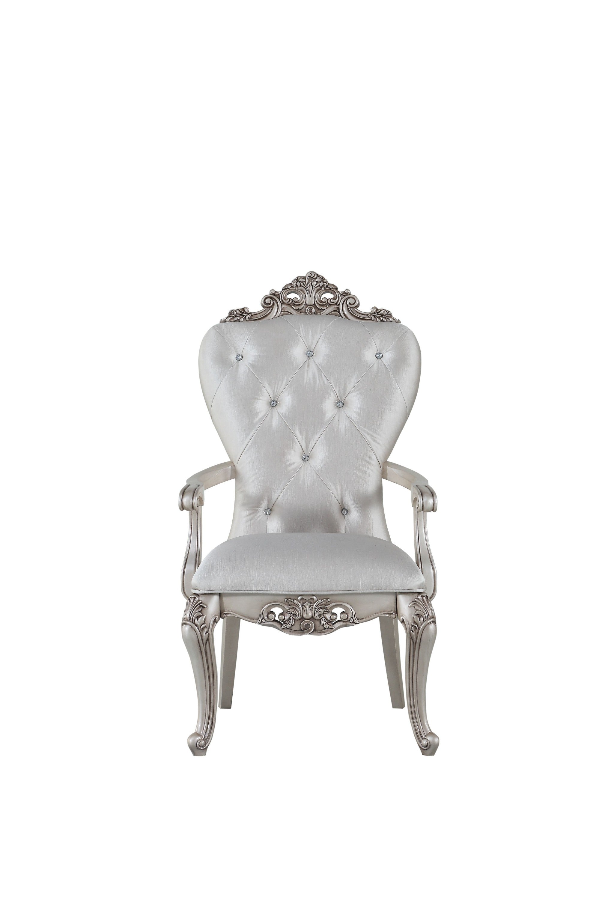 Set Of Two 25 Silver And Pearl Fabric Tufted Side Chair