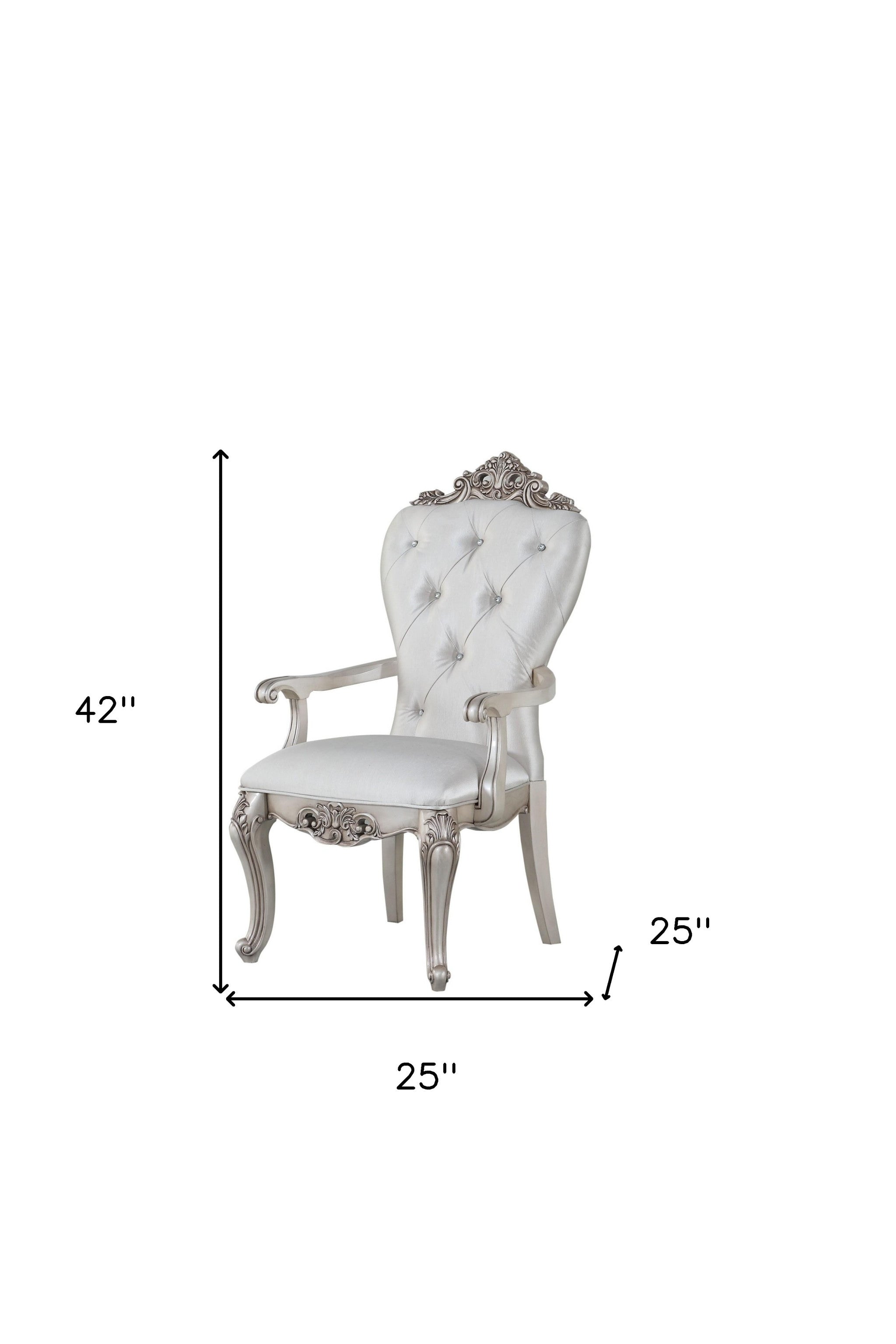 Set Of Two 25 Silver And Pearl Fabric Tufted Side Chair