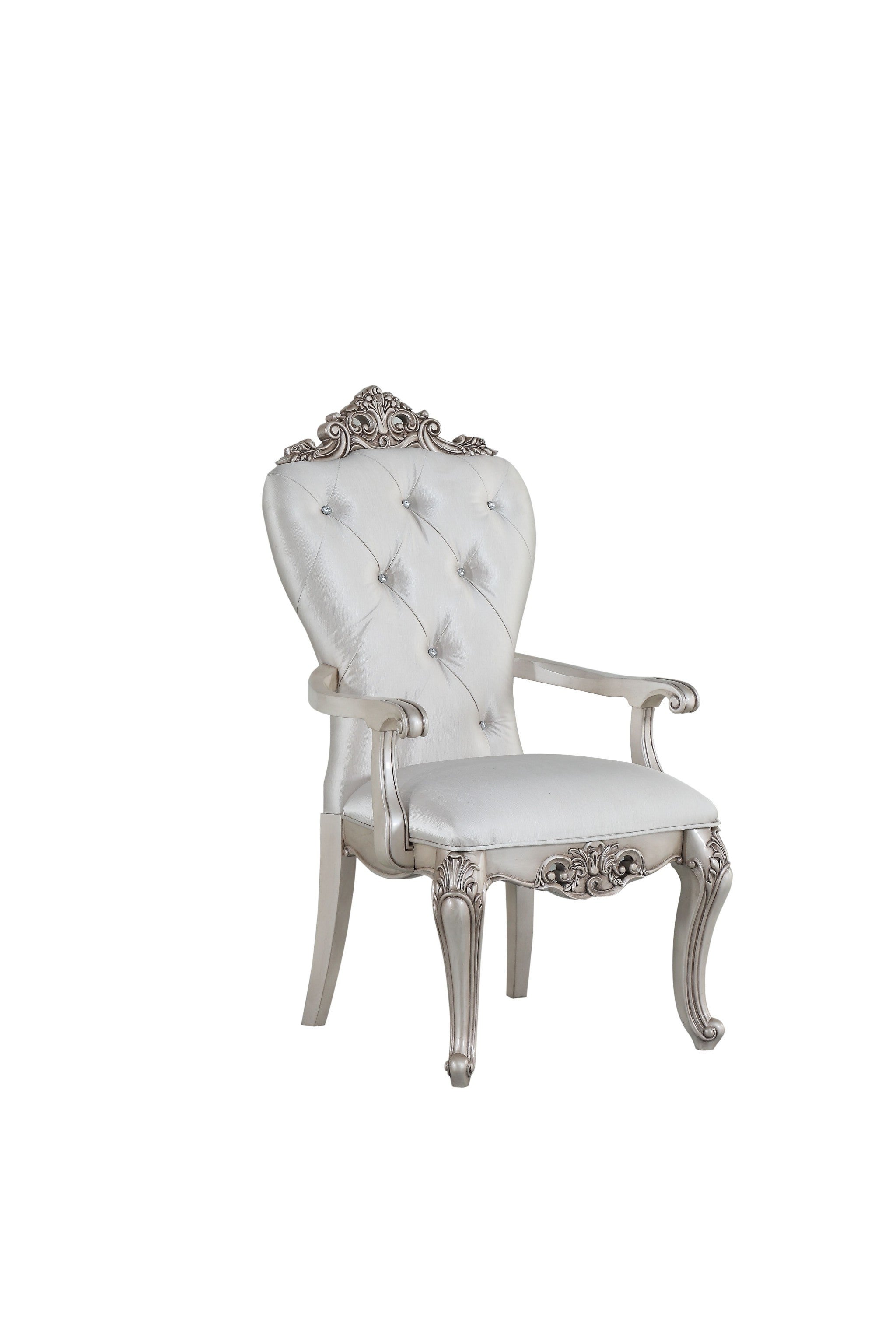 Set Of Two 25 Silver And Pearl Fabric Tufted Side Chair