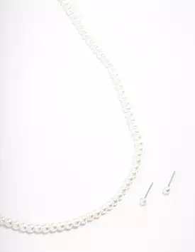 Silver Basic Pearl Strand Jewellery Set