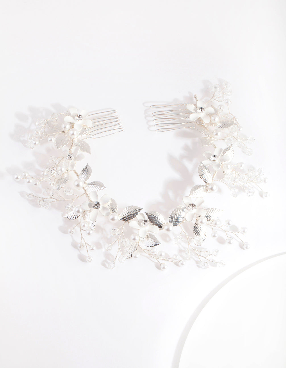 Silver Pearl Flower Hair Wrap